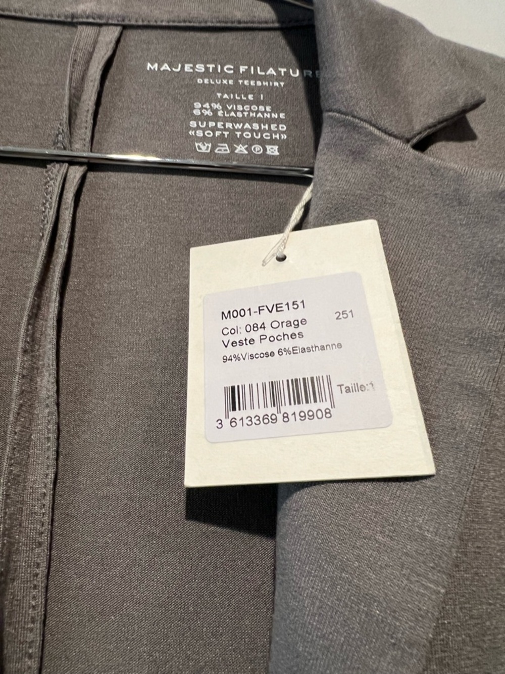 Majestic Filatures Soft Touch Knit Blazer Gray Stretch 2 Button Jacket 1 NWT S - Picture 3 of 10